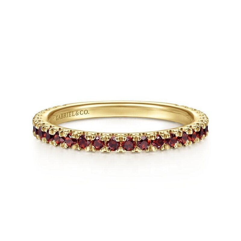 14K Yellow Gold Garnet Stackable Ring