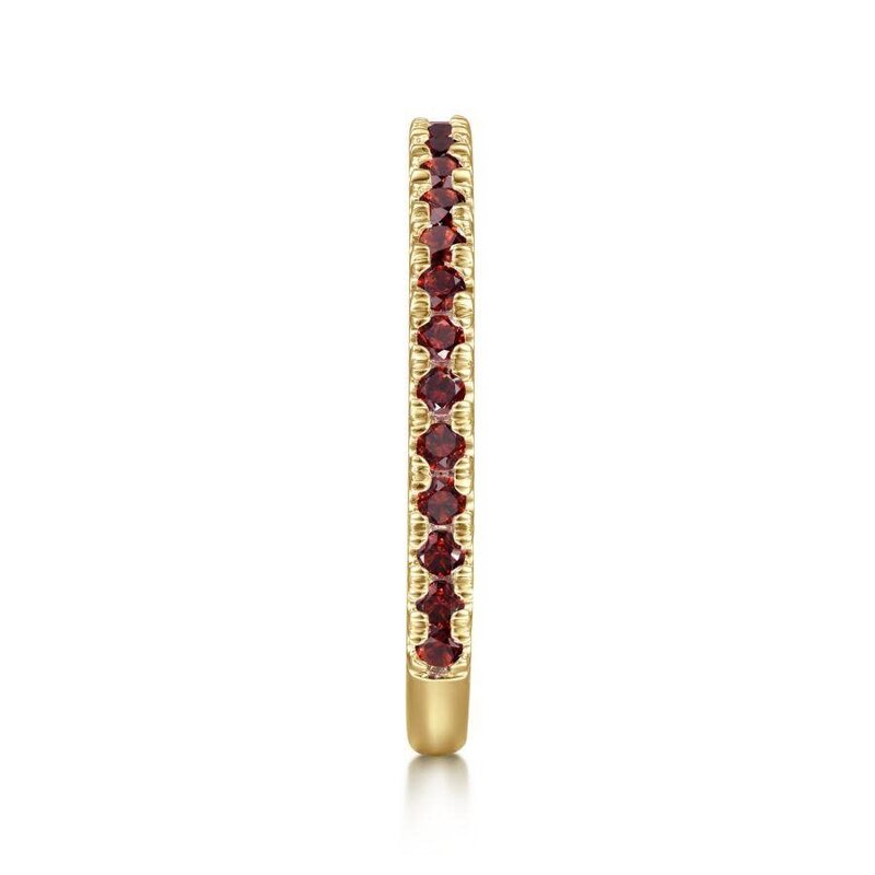 14K Yellow Gold Garnet Stackable Ring