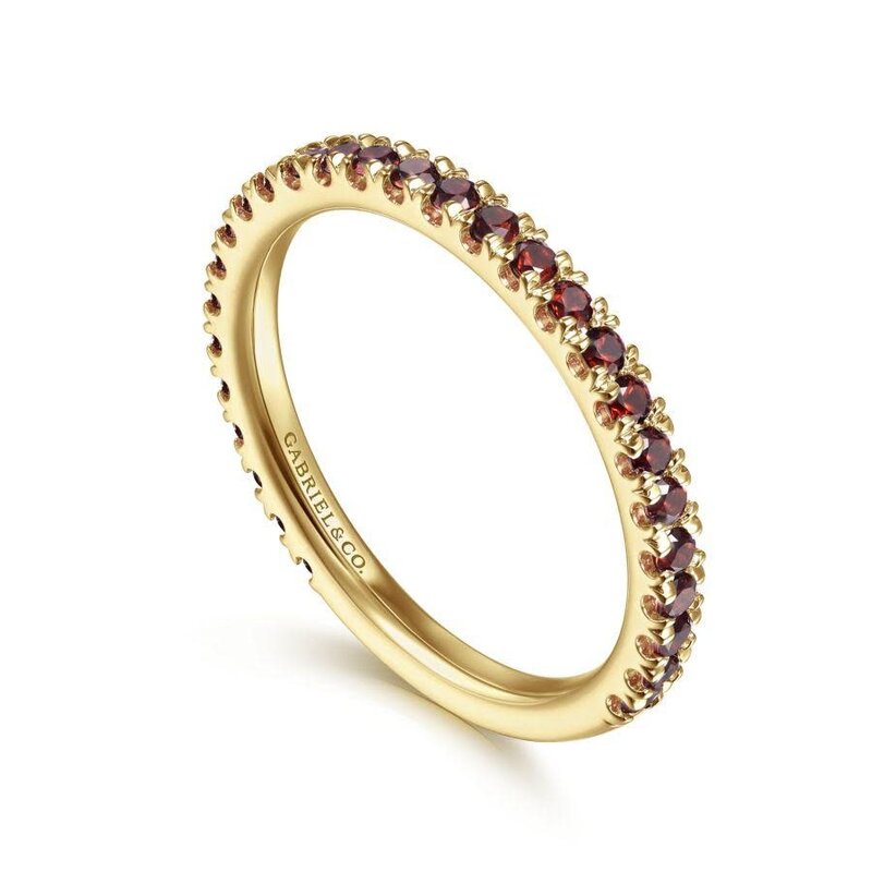 14K Yellow Gold Garnet Stackable Ring