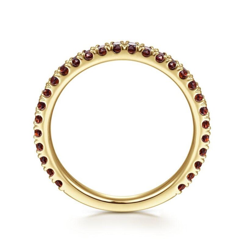 14K Yellow Gold Garnet Stackable Ring