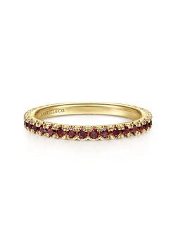 14K Yellow Gold Garnet Stackable Ring