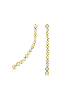 14K Yellow Gold Graduated Bezel Set Diamond Drop Earrings