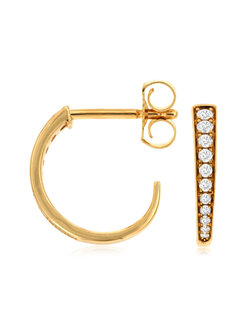 14K Yellow Gold Graduated Diamond Hoops