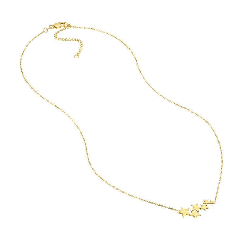 14K Yellow Gold Graduating Stars Adjustable Necklace