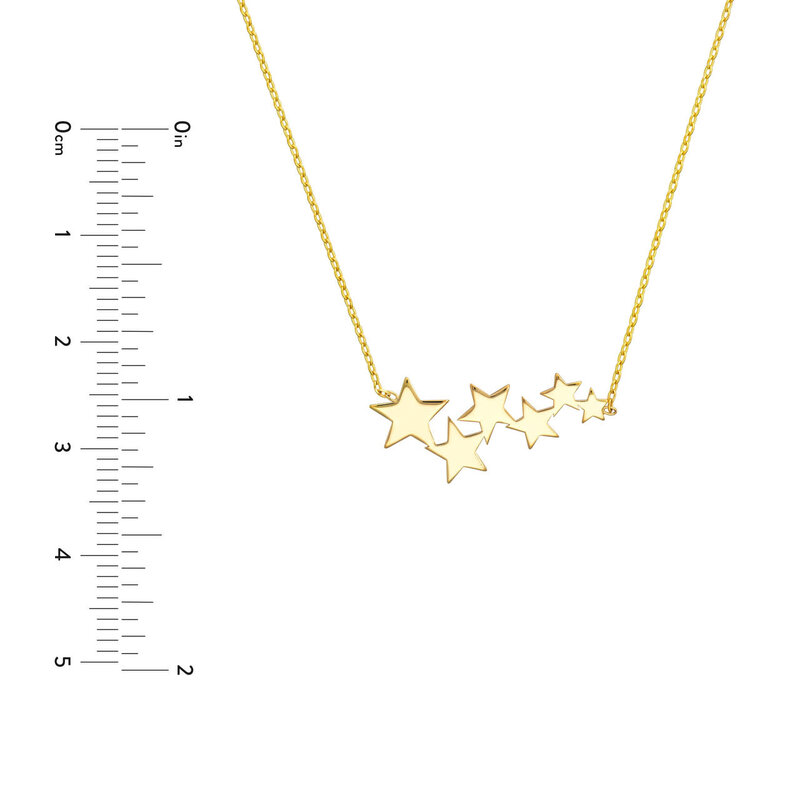 14K Yellow Gold Graduating Stars Adjustable Necklace