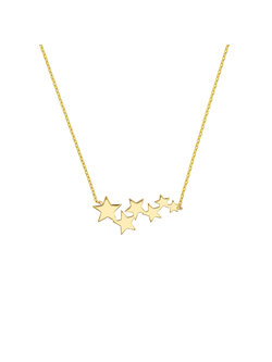 14K Yellow Gold Graduating Stars Adjustable Necklace