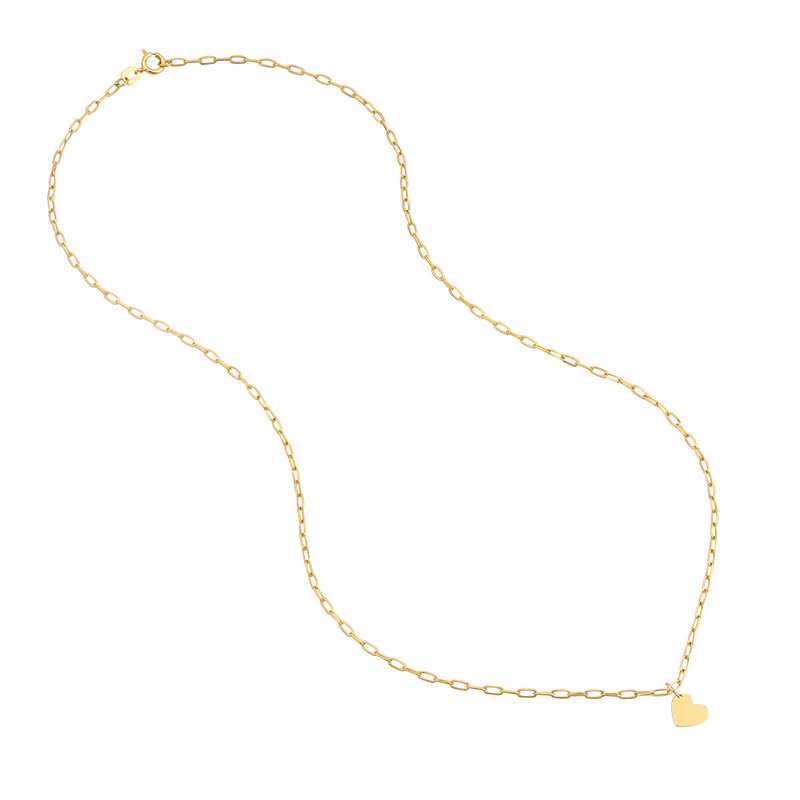 14K Yellow Gold Heart Paperclip Necklace