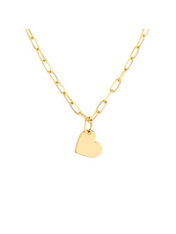 14K Yellow Gold Heart Paperclip Necklace