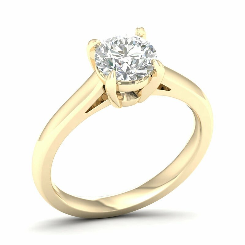 14K Yellow Gold Lab Grown 1.50ct Round Diamond Solitaire Engagement Ring