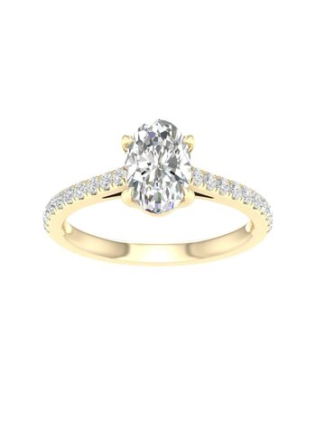 14K Yellow Gold Lab Grown Oval Diamond Engagement Ring