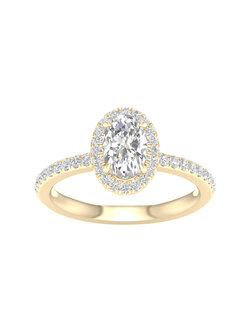 14K Yellow Gold Lab Grown Oval Halo Diamond Engagement Ring