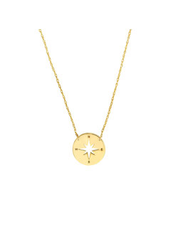 14K Yellow Gold Mini Compass Necklace