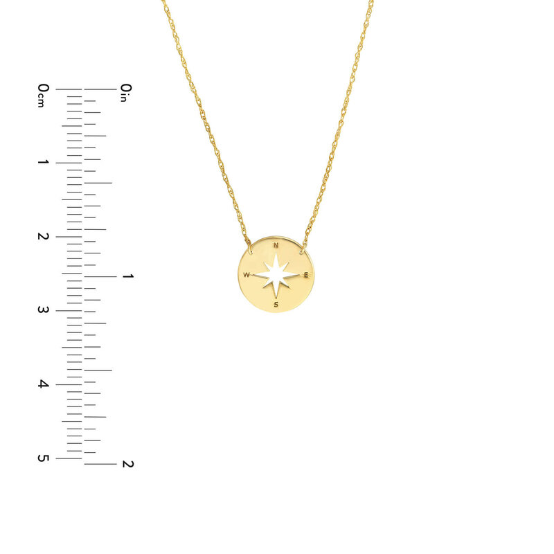 14K Yellow Gold Mini Compass Necklace