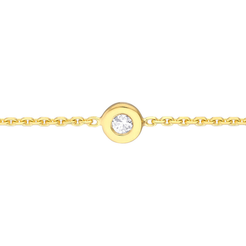 14K Yellow Gold Mini Diamond Bezel Necklace