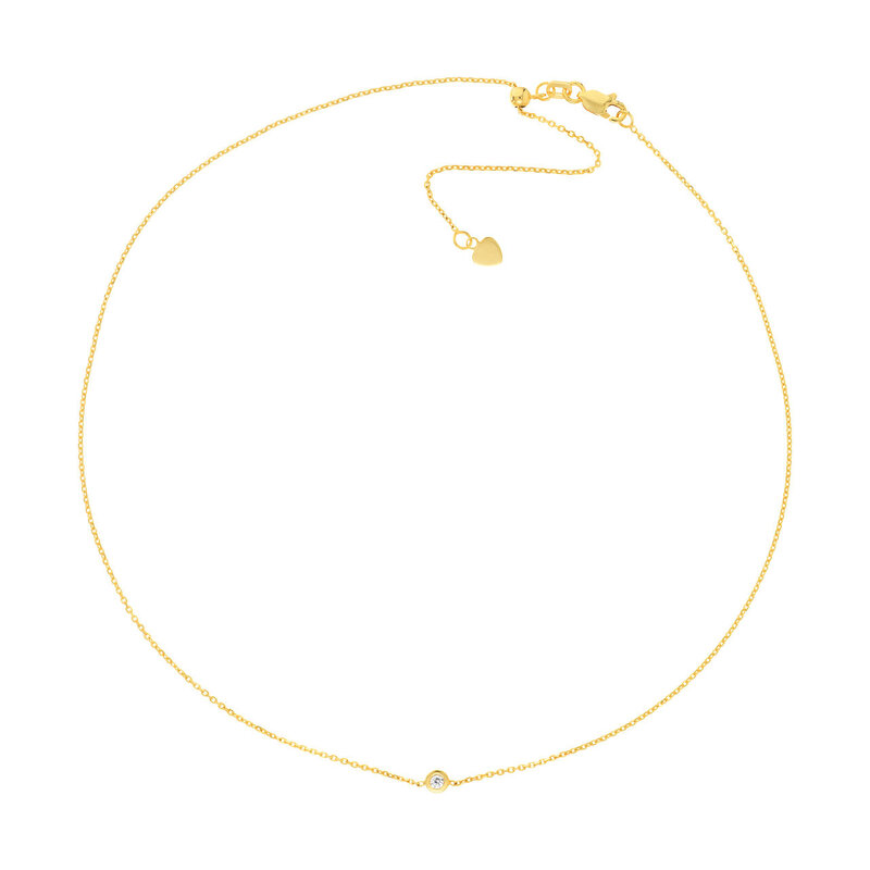 14K Yellow Gold Mini Diamond Bezel Necklace