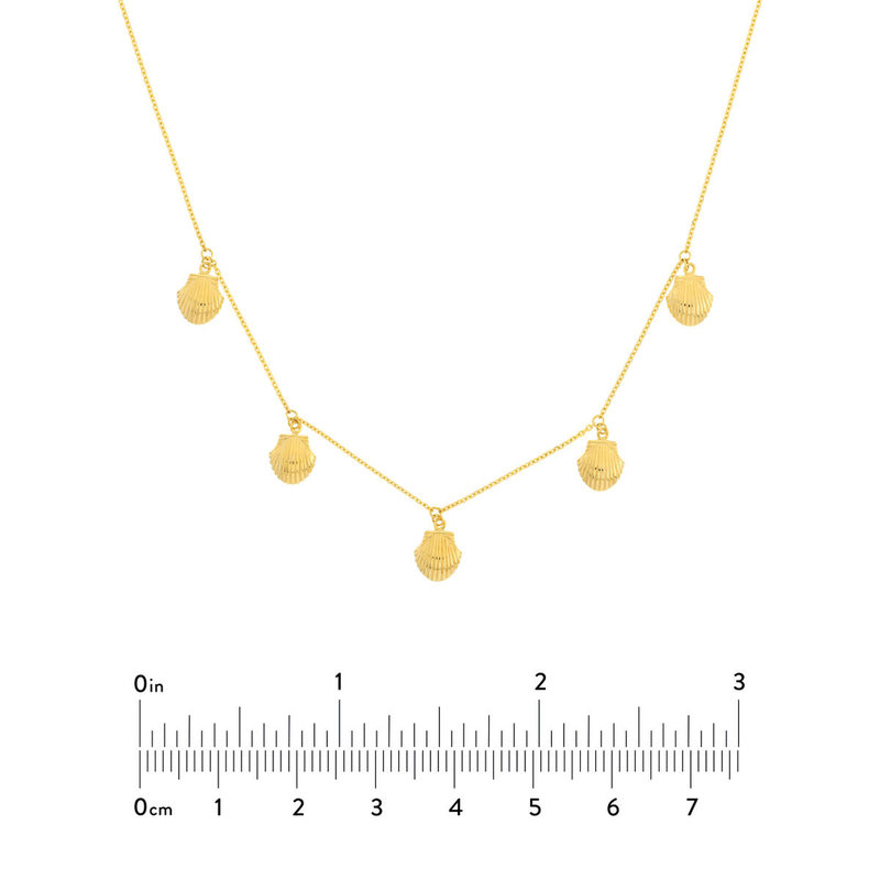 14K Yellow Gold Mini Seashell Dangles Necklace