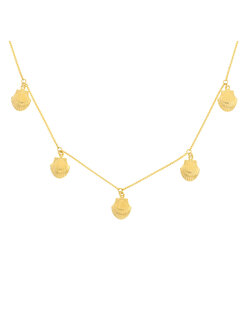 14K Yellow Gold Mini Seashell Dangles Necklace