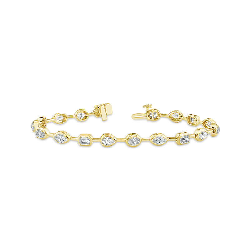 14K Yellow Gold Mixed Bezel Set Diamond Bracelet