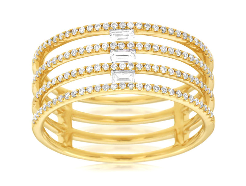 14K Yellow Gold Multi Row Band