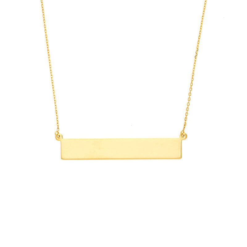 14K Yellow Gold Nameplate Bar Necklace