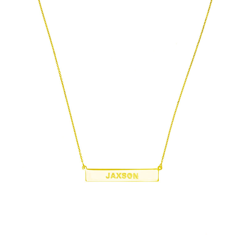 14K Yellow Gold Nameplate Bar Necklace