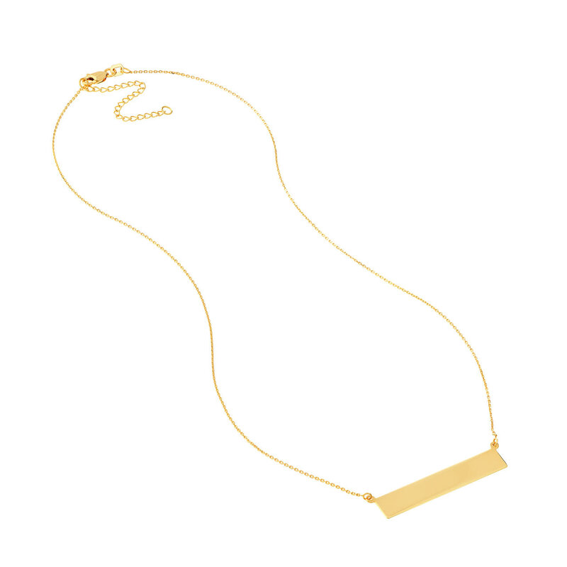 14K Yellow Gold Nameplate Bar Necklace