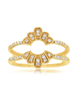 14K Yellow Gold Pave Diamond Ring Guard