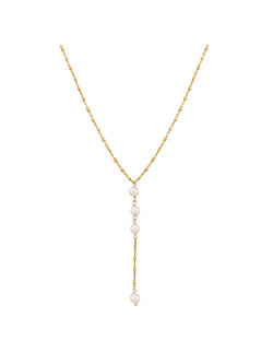 14K Yellow Gold Pearl Lariat Necklace