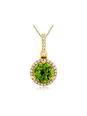 14K Yellow Gold Peridot and Diamond Necklace