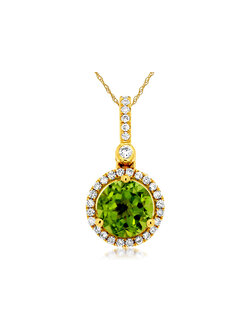 14K Yellow Gold Peridot and Diamond Necklace