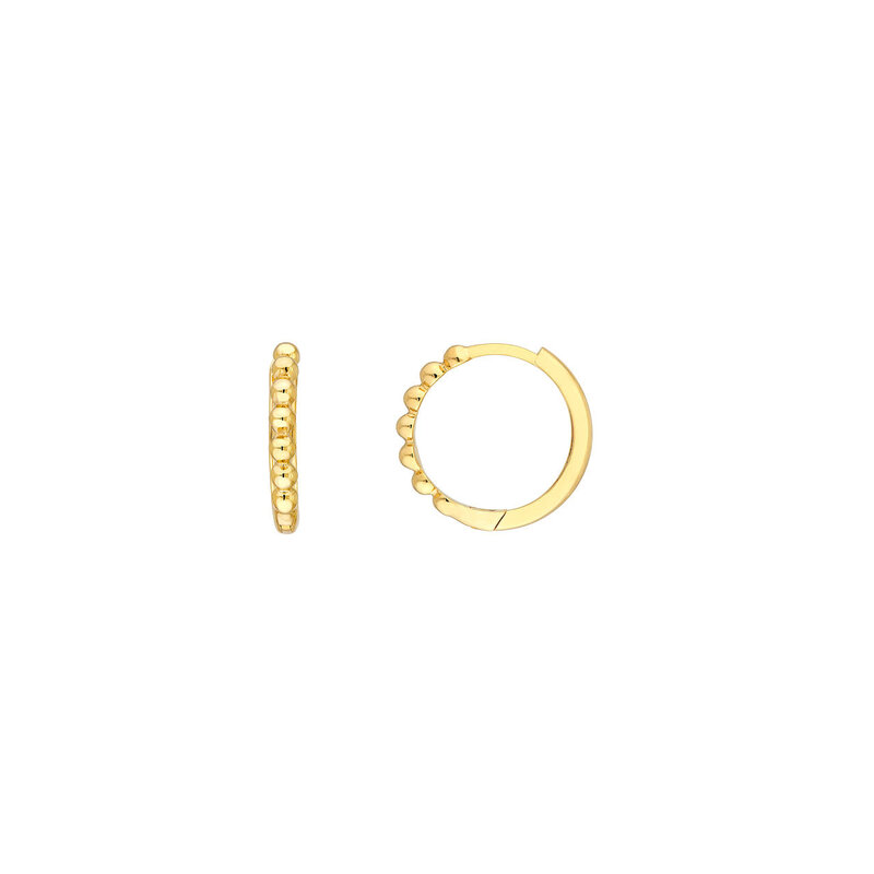 14K Yellow Gold Petite Beaded Huggies