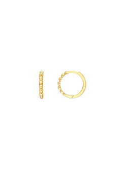 14K Yellow Gold Petite Beaded Huggies