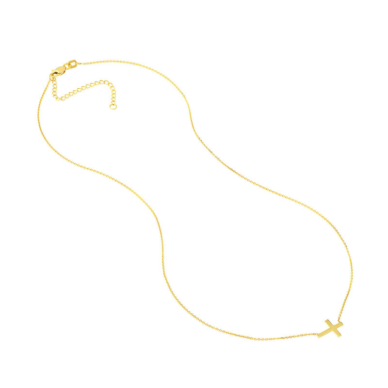 14K Yellow Gold Petite Cross Necklace