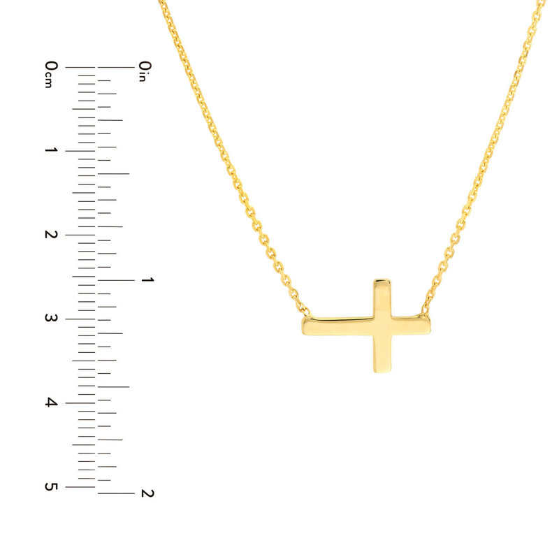 14K Yellow Gold Petite Cross Necklace