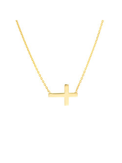 14K Yellow Gold Petite Cross Necklace