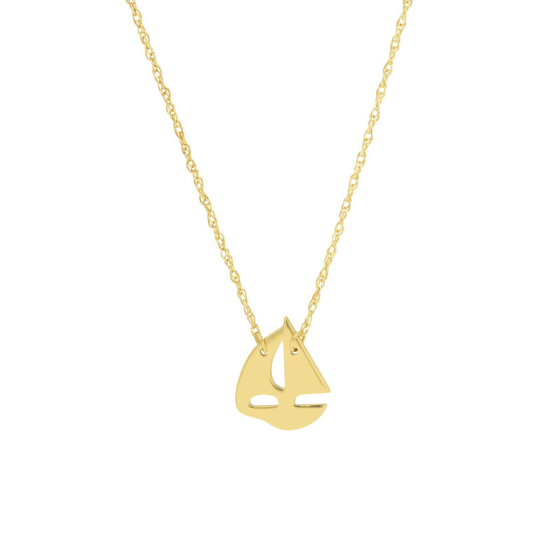 14K Yellow Gold Petite Sailboat Necklace