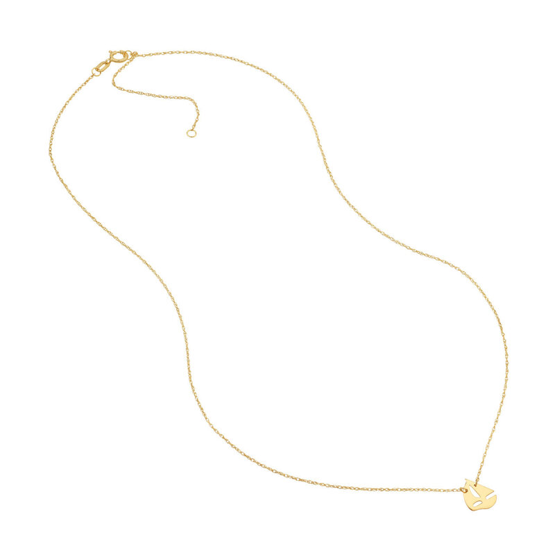 14K Yellow Gold Petite Sailboat Necklace