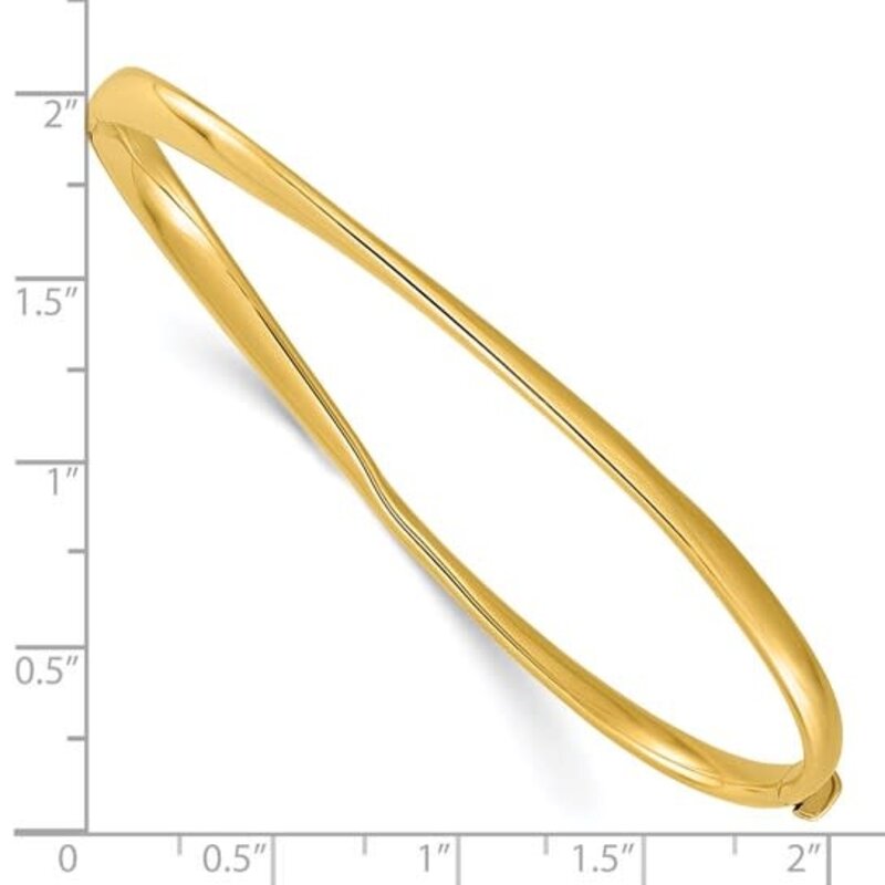 14k Yellow Gold Polished Twisted Hinged Bangle Bracelet