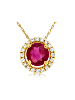 14K Yellow Gold Ruby and Diamond Necklace