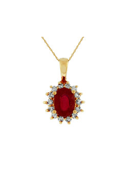 14K Yellow Gold Ruby and Diamond Necklace