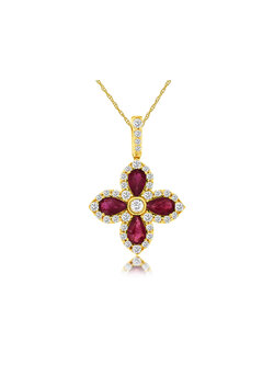 14K Yellow Gold Ruby and Diamond Necklace