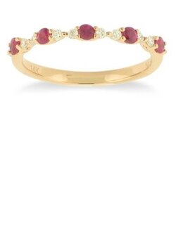 14K Yellow Gold Ruby and Diamond Ring