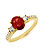 14K Yellow Gold Ruby and Diamond Three Stone Ring