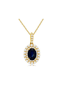 14K Yellow Gold Sapphire and Diamond Necklace