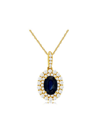 14K Yellow Gold Sapphire and Diamond Necklace