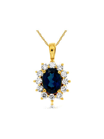 14K Yellow Gold Sapphire and Diamond Necklace