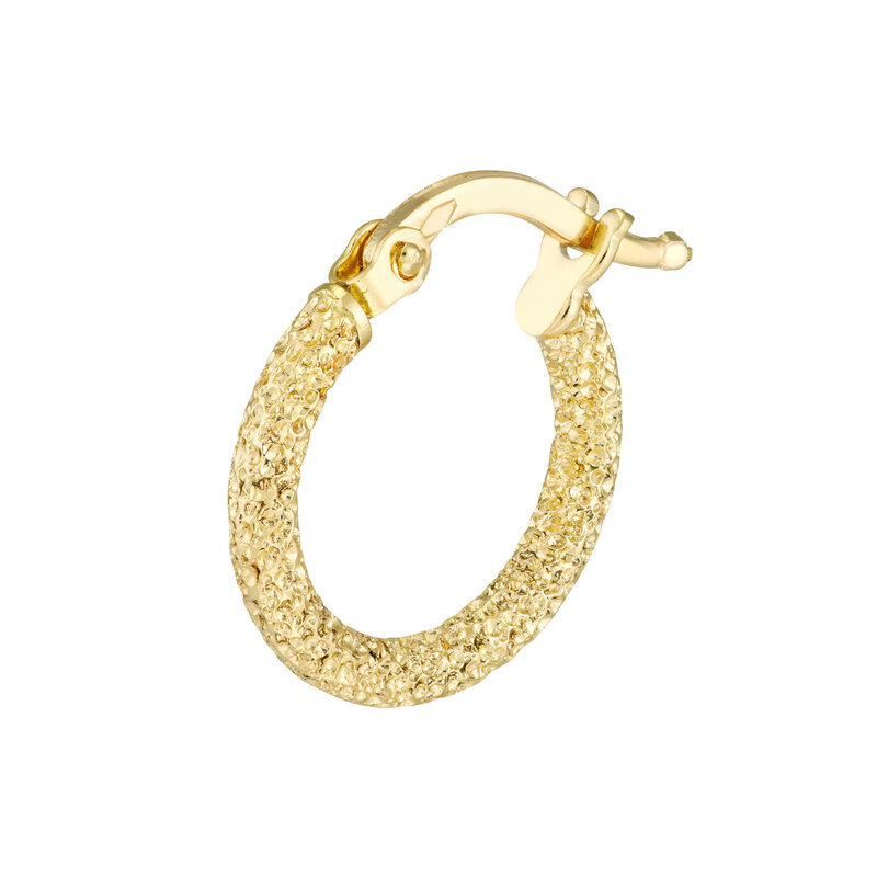 14K Yellow Gold Small Stardust Textured Hoops