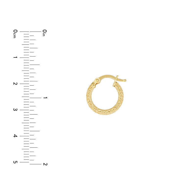 14K Yellow Gold Small Stardust Textured Hoops