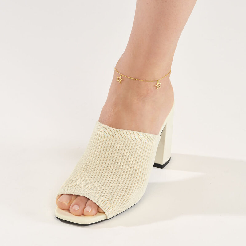 14K Yellow Gold Star Trio Dangle Anklet