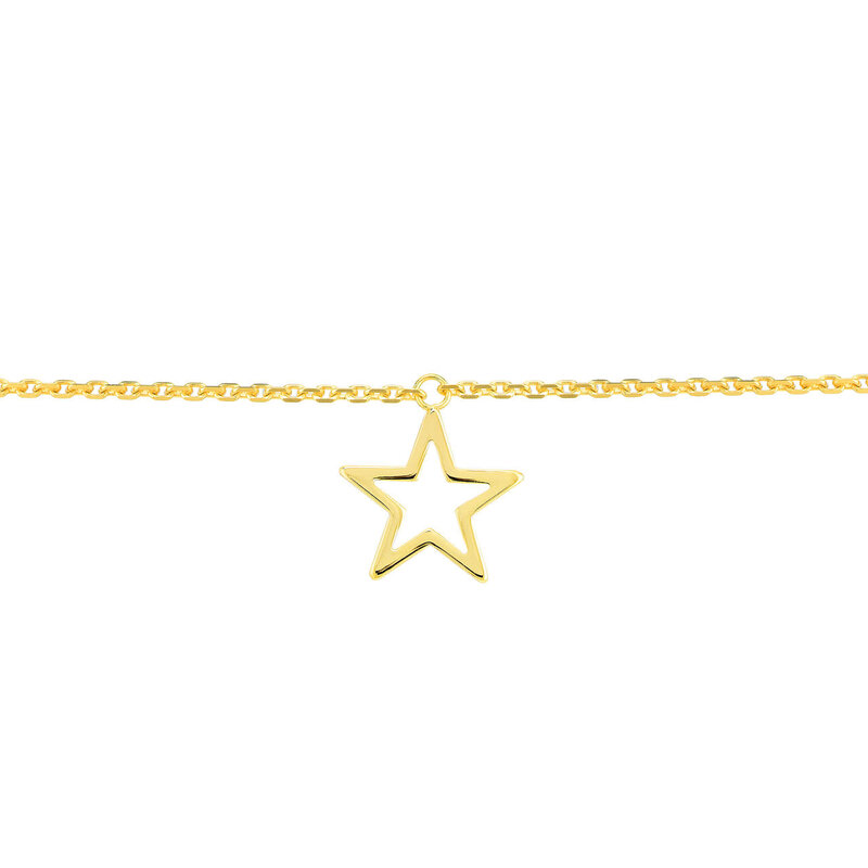 14K Yellow Gold Star Trio Dangle Anklet